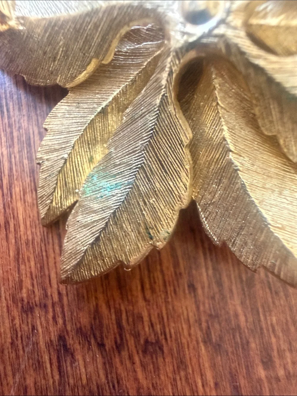 Vintage Gold Leaf Floral Decorative Accent - 2.5”